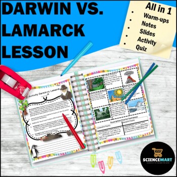 Preview of Darwin vs. Lamarck Notes, Slides and Activity Guided Reading Evolution Lesson