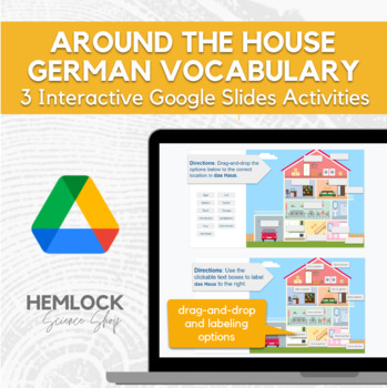 Preview of Das Haus / House Vocabulary in German - drag-drop/labeling activity in Slides