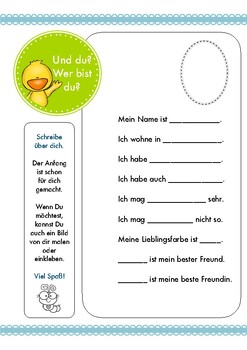Preview of Das bin ich - German / Deutsch - Introducing simple writing activity