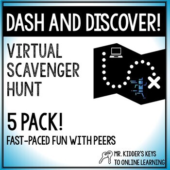 Preview of Virtual Scavenger Hunt Bundle! Dash and Discover Riddles, ABC's, Colors & Shapes