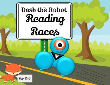 Preview of Dash the Robot  Coding Task Cards ++READING RACES++ for K-1st