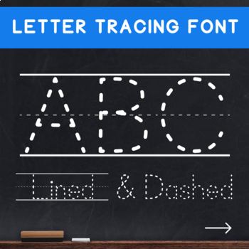 Preview of Dashed & Lined Letters Tracing Font - Teaching Print