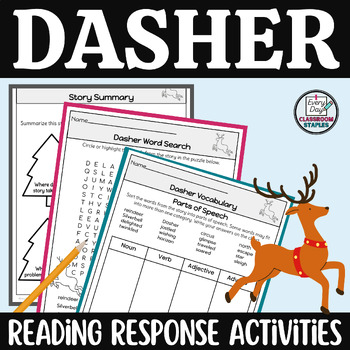 Preview of Dasher by Matt Tavares Read Aloud Comprehension Story Companion Worksheets