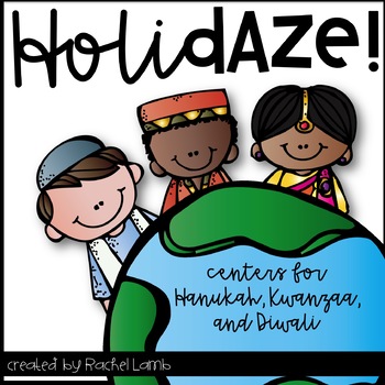 Preview of Dashing Through the Holiday Daze! 9 Math and ELA centers Kwanzaa Diwali Hanukkah