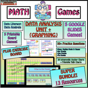 Preview of Data Analysis /Graphing Super Bundle 13 Resources, 5 Google Games, 5 Board Games