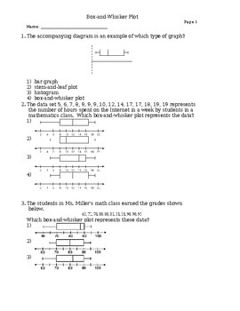 Preview of Data Analysis Mastery: Box-and-Whisker Plot Quiz with Ansers