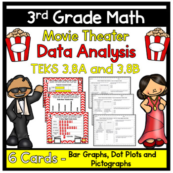Preview of Data Analysis - Movie Theater -TEKS 3.8A and 3.8B