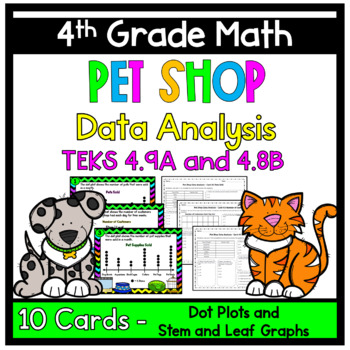 Preview of Data Analysis Pet Shop - TEKS 4.9A and 4.9B (Math Cards and Worksheets)