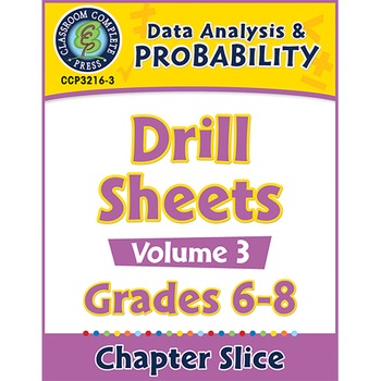 Preview of Data Analysis & Probability - Drill Sheets Vol. 3 Gr. 6-8