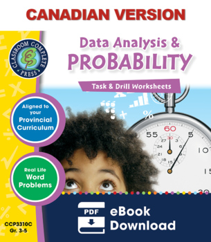 Preview of Data Analysis & Probability - Task & Drill Sheets Gr. 3-5 - Canadian Content