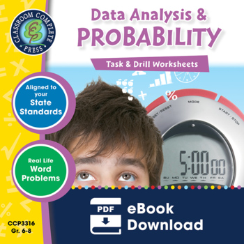 Preview of Data Analysis & Probability - Task & Drill Sheets Gr. 6-8 - Distance Learning
