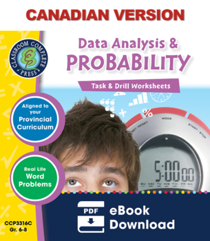 Preview of Data Analysis & Probability - Task & Drill Sheets Gr. 6-8 - Canadian Content