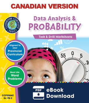 Preview of Data Analysis & Probability - Task & Drill Sheets Gr. PK-2 - Canadian Content