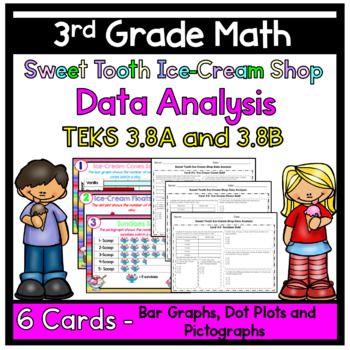 Preview of Data Analysis- Sweet Tooth Ice Cream Shop - TEKS 3.8A and 3.8B