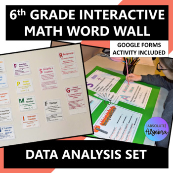 Preview of Data Analysis Word Wall Interactive and Digital 6th Grade