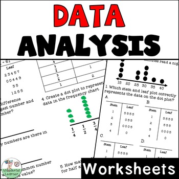 Preview of Data Analysis Worksheets Stem & Leaf Plots Dot Plots Frequency Tables 4th 