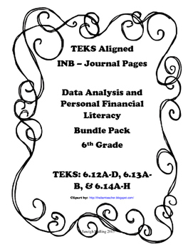 Preview of Data Analysis and Personal Financial Literacy INB Bundle Pack – 6th Grade TEKS