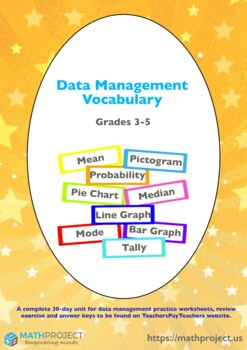 Preview of Data Analysis and Probability Vocabulary (Grade 3 to 6)