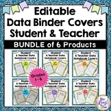 Data Binder Covers, Backs & Spines Grades 1-6 Editable BUNDLE