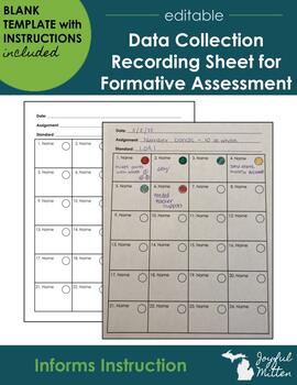Preview of Data Collection Formative Assessment Template for Reading, Math, All Subjects