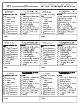 Data Collection Sheet for Adult Support/Adult Assistance | TPT