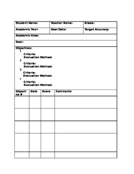 Data Collection Sheets for IEP Goals by Miss Walter TpT