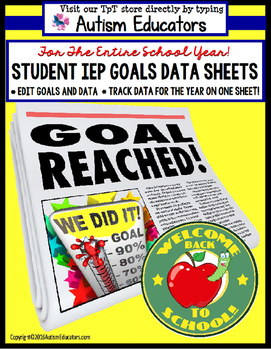 Preview of Special Education Resource Data Collection Sheets for IEP Goals EDITABLE