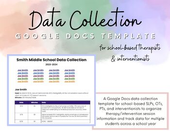 Preview of Data Collection Template (Google Docs™) for school interventions & therapies