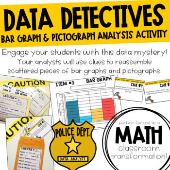 Preview of Data Detectives Bar Graph & Pictograph Mystery Activity