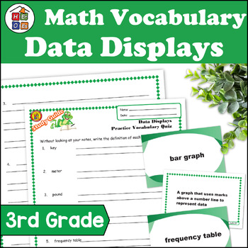 Preview of Data Displays | 3rd Grade Math Vocabulary Study Guide Materials and Quizzes