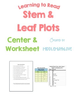 Preview of Data Analysis Worksheet - Reading & Analyzing Stem and Leaf Plots