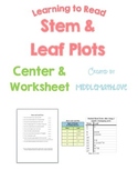 Data Analysis Worksheet - Reading & Analyzing Stem and Leaf Plots