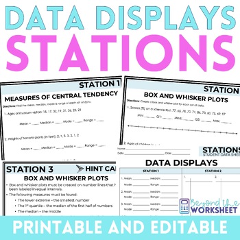 Preview of Data Displays Math Stations | Math Centers