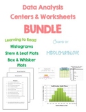 BUNDLE Data Analysis Centers & Worksheets- Histogram, Stem & Leaf, Box & Whisker