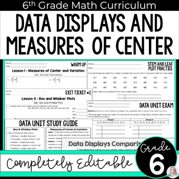 Preview of Data Displays Unit 6th Grade Math Curriculum