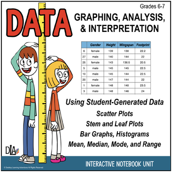 Preview of Data Graphing & Interpreting Data - Stem & Leaf, Mean, Median, Mode INB