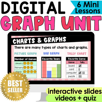 Preview of Data & Graphing, Picture & Bar Graphs Activities 2nd Grade Digital Google Slides