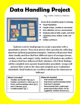 Preview of Data Handling Project - mean, median, mode, range