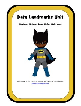 Preview of Data Landmark Unit (maximum, minimum, range, median, mode, mean)