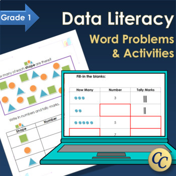 Preview of Data Literacy Activities and Word Problems with Easel Activity
