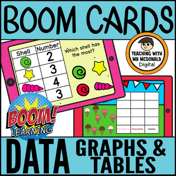 Preview of First Grade Data & Measurement BOOM CARDS | Tables & Graphing