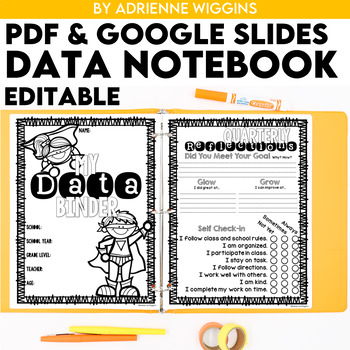Preview of Editable Superhero Theme Data Notebook (PPT& Google Classroom) Distance Learning