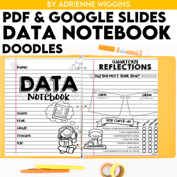 Preview of Editable Notebook Theme Data Notebook (PPT & Google Classroom) Distance Learning