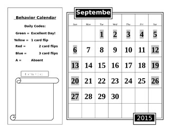 Preview of Editable Calendar Data Notebook Behavior Clip Chart or Flipchart Tracking