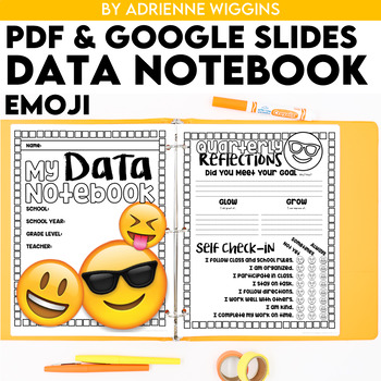 Preview of Emoji Theme Data Notebook (PDF & Google Classroom) Distance Learning
