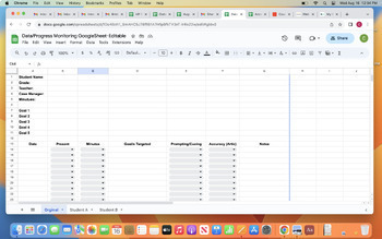 Preview of Data/Progress Monitoring GoogleSheet-Editable