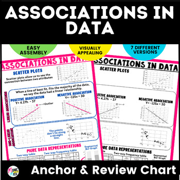Preview of Data Representations & Associations Anchor Charts & Review/INB Sheets- 8th Grade
