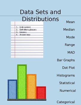 Preview of Data Set and Distribution Unit packet NO PREP (6th grade) Distance Learning