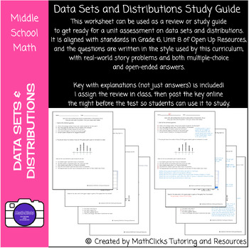 Preview of Data Sets and Distributions Study Guide (Eureka and Open Up Style)