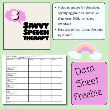 Preview of Speech Therapy Data Sheet Freebie